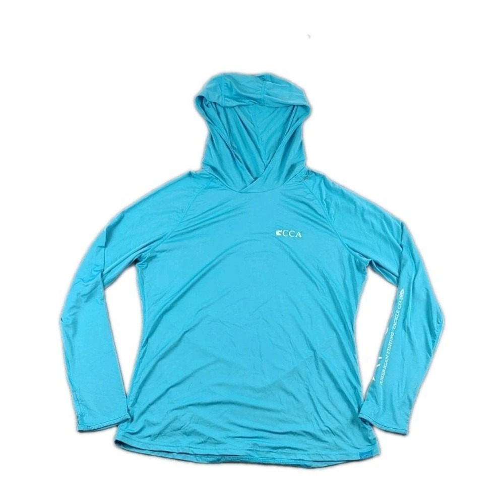 AFTCO Samurai UPF 50 Hooded Performance Cool Gaurd Shirt Men XL Horizon Blue